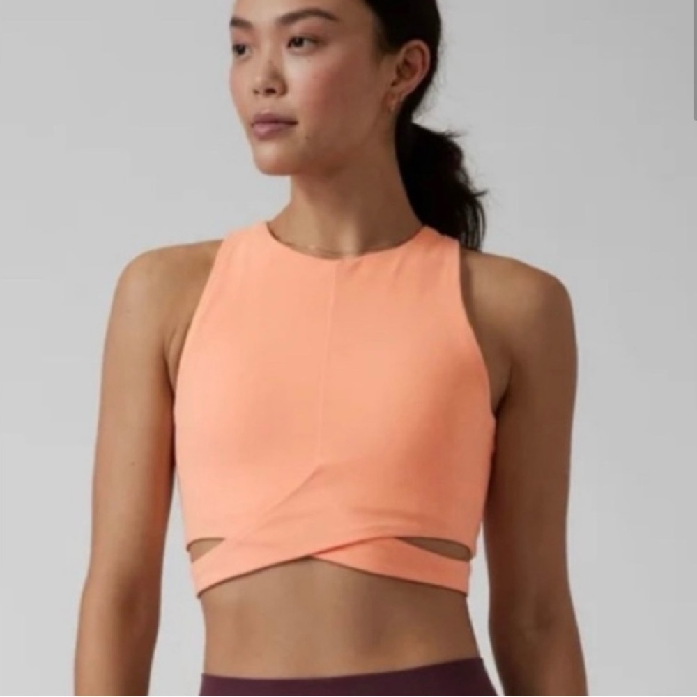 Athleta orange crop sports top sz small D/DD